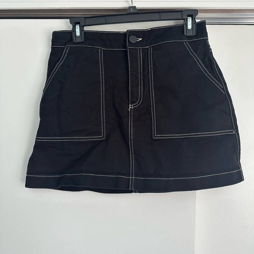 Zara Black Skirt with Contrast Stitching
